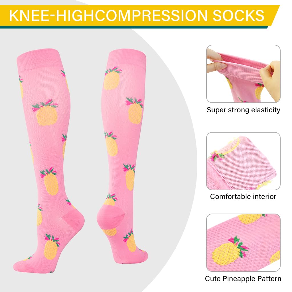 Proberos Women Knee-high Socks Calf Compression Socks Fashion Print Polyester Cotton Breathable Sport Compression Socks Anti-slip Leg Compression Socks for Running, Workout, Training Proberos Women Knee-high Socks Calf Compression Socks Fashion Print Polyester Cotton Breathable Sport Compression Socks Anti-slip Leg Compression Socks for Running, Workout, Training